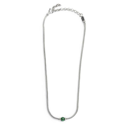 Collana Marlù uomo catena snake con sfera centrale malachite