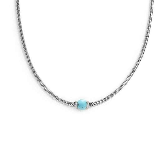 Collana Marlù uomo catena snake con sfera centrale turchese