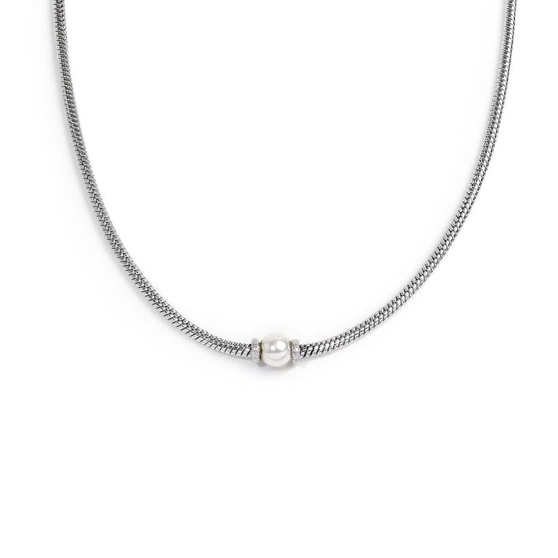 Collana Marlù uomo catena snake con sfera centrale perla
