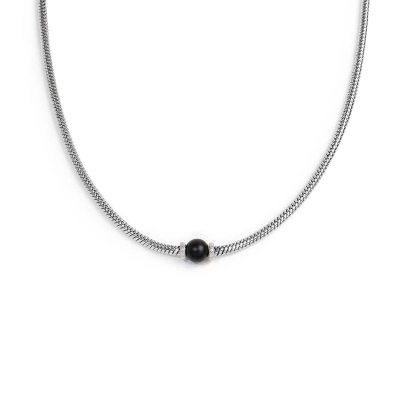 Collana Marlù uomo catena snake con sfera centrale onice nero