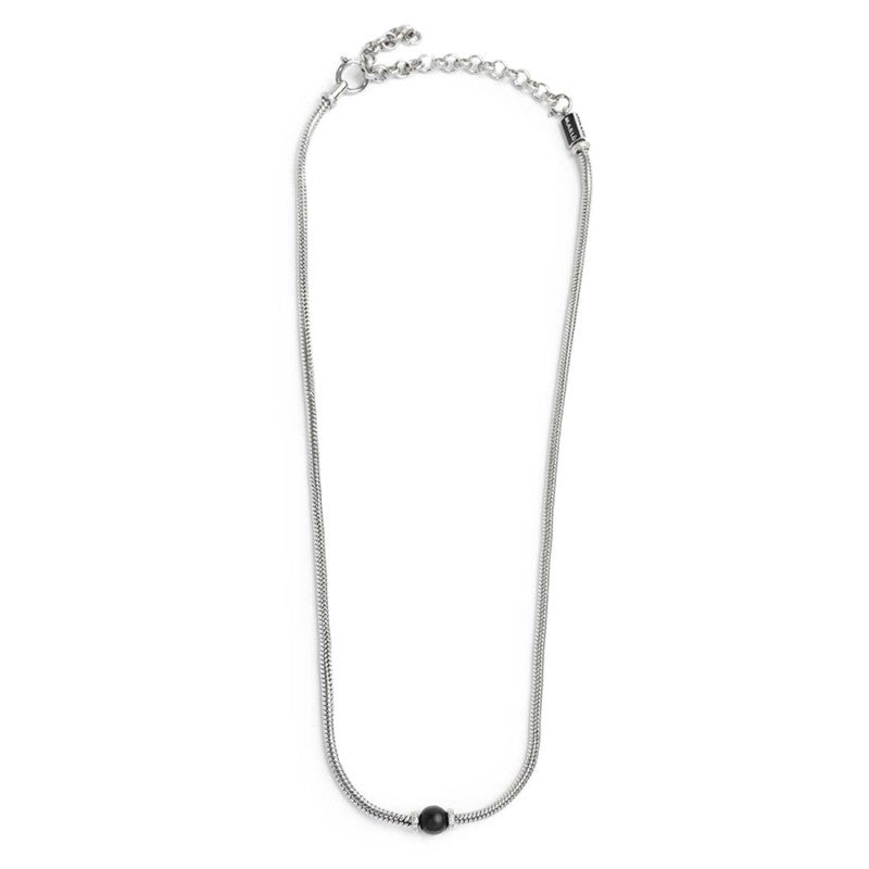 Collana Marlù uomo catena snake con sfera centrale onice nero