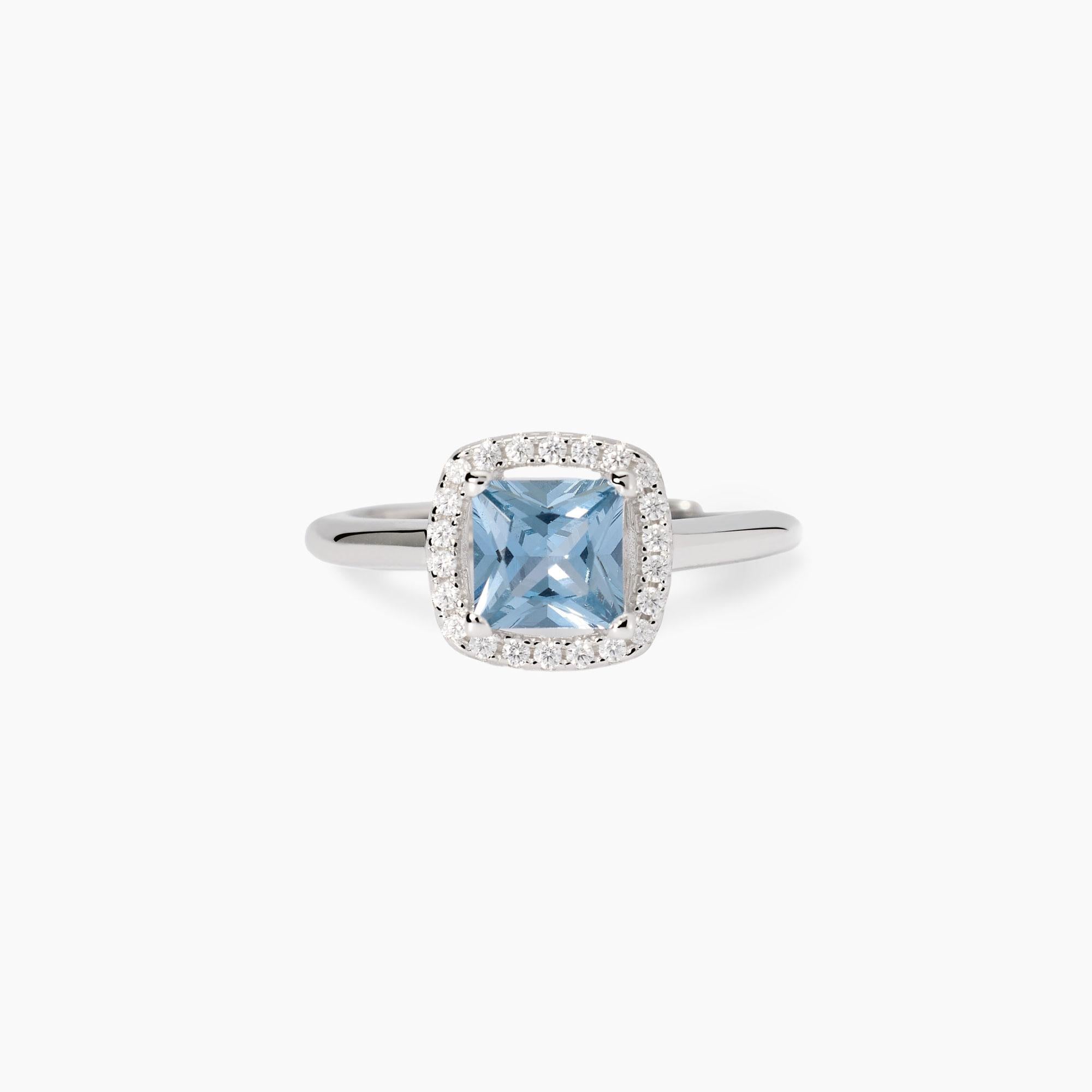 Anello Mabina donna con acquamarina sintetica