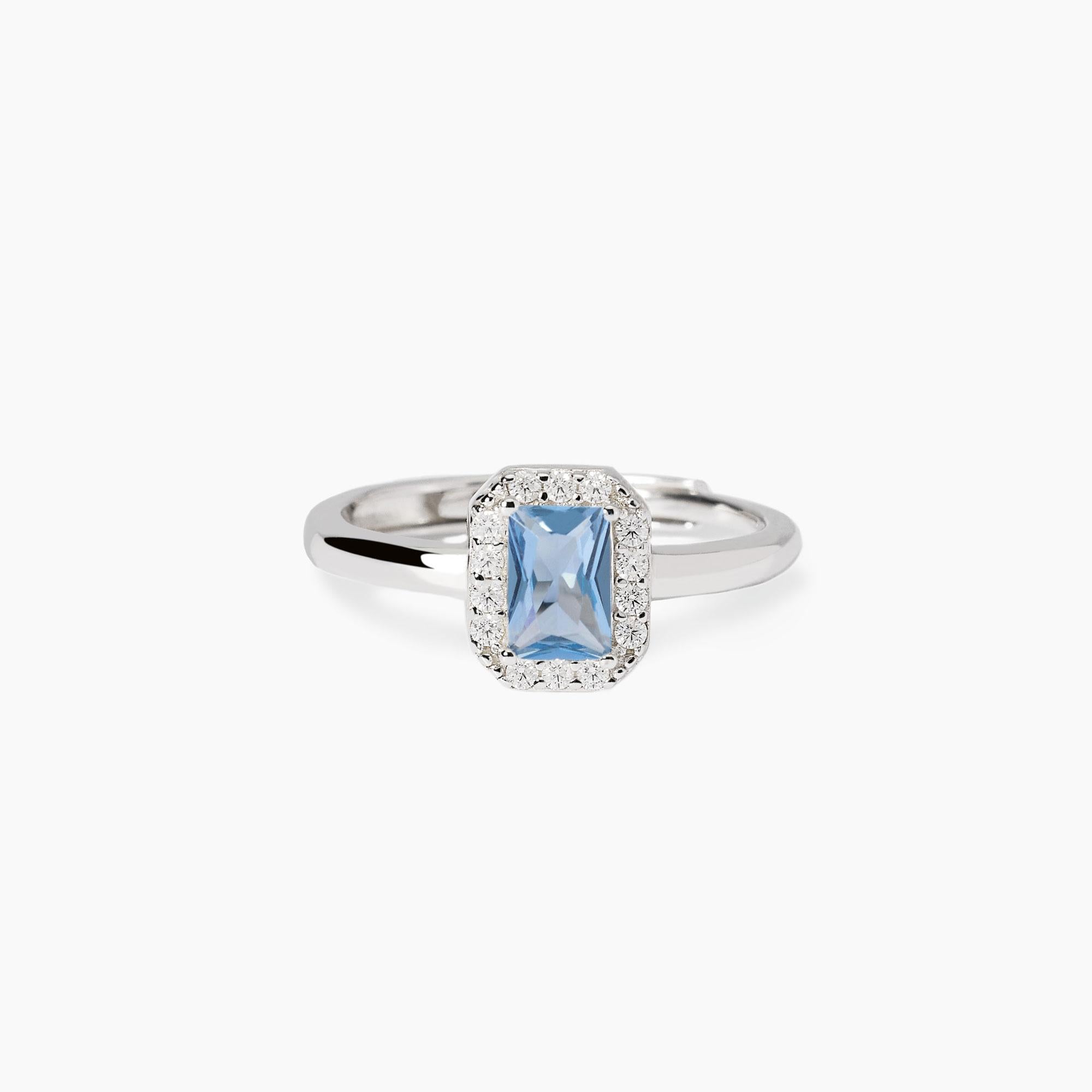 Anello Mabina donna con acquamarina sintetica