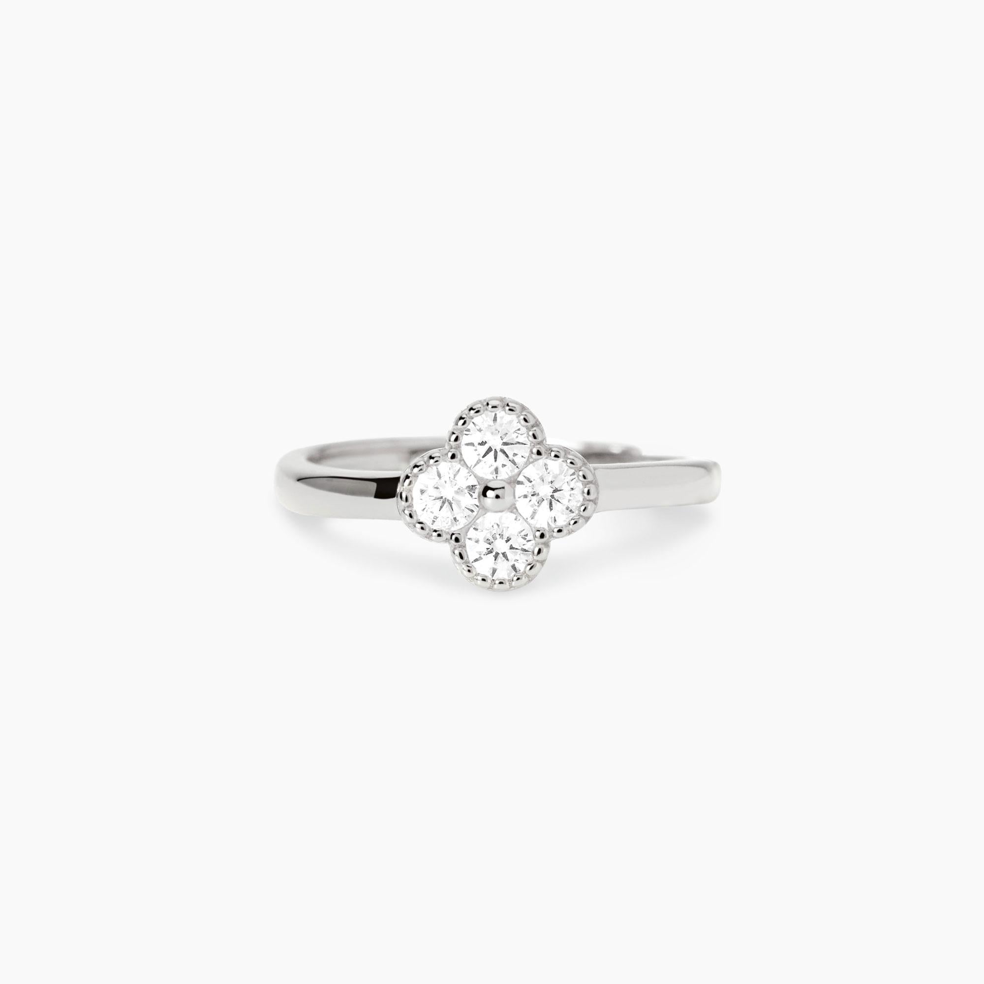 Anello Mabina donna in argento con fiore in zirconi