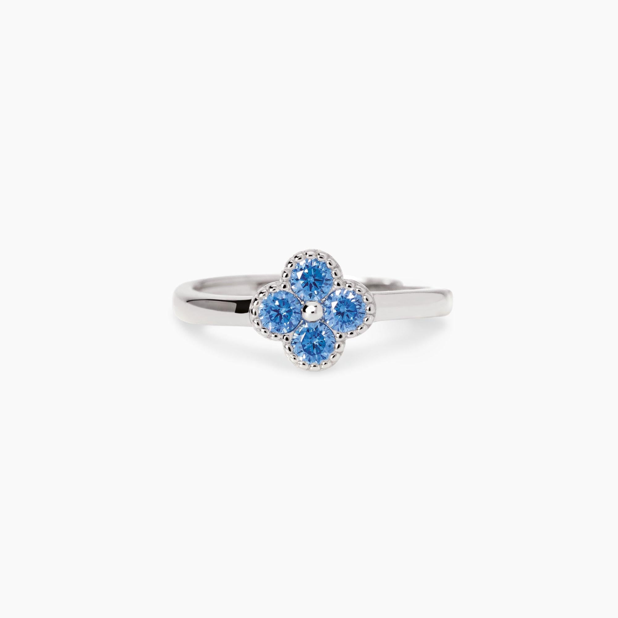 Anello Mabina donna con fiore azzurro