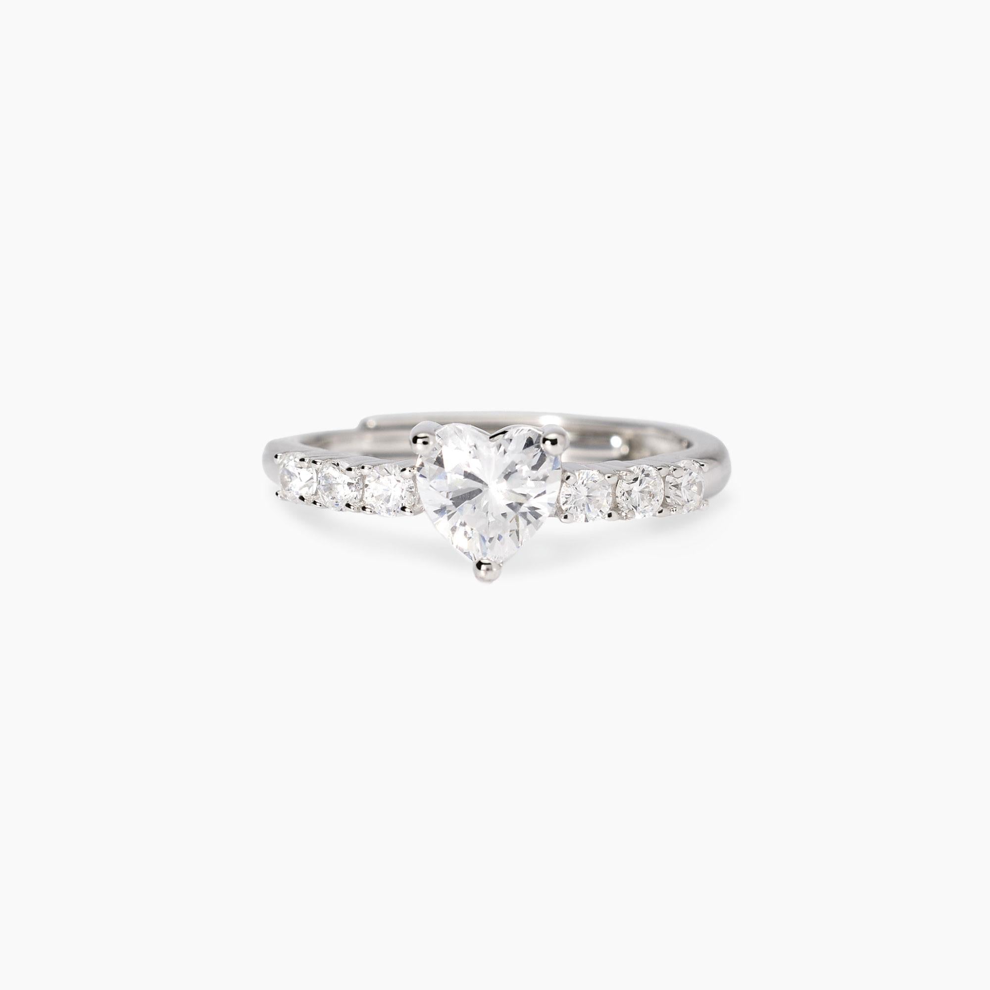 Anello Mabina donna regolabile con cuore in zirconi