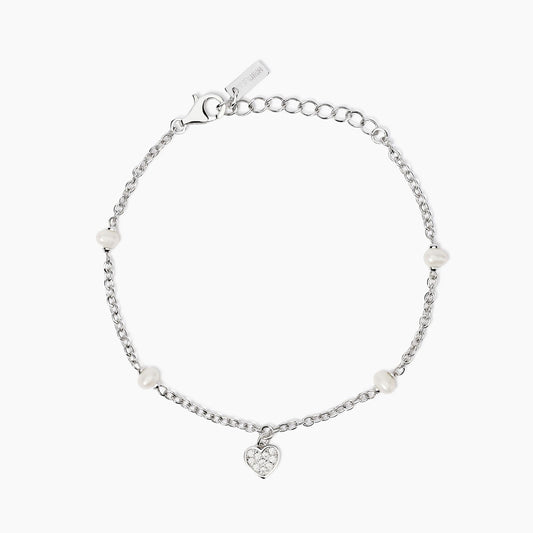 Bracciale Mabina donna con perle coltivate e ciondolo cuore
