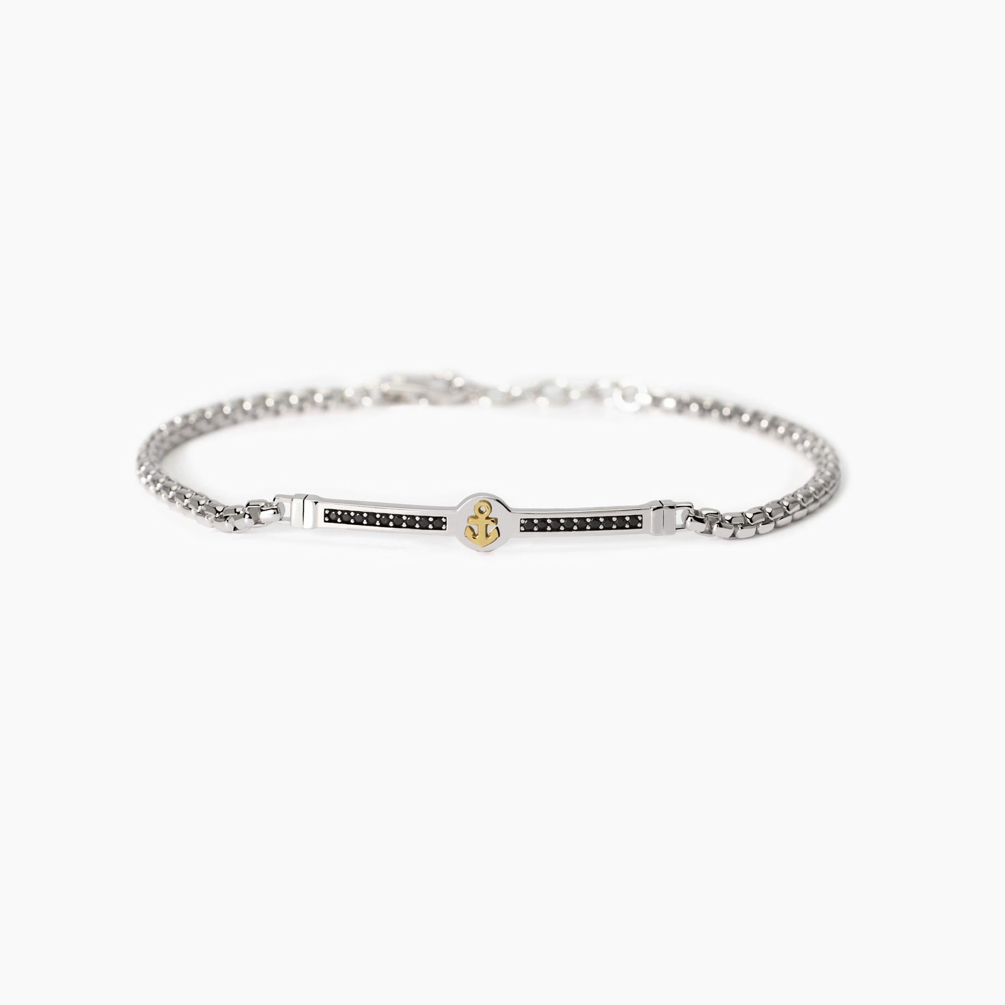 Bracciale Mabina uomo con placca centrale ancora