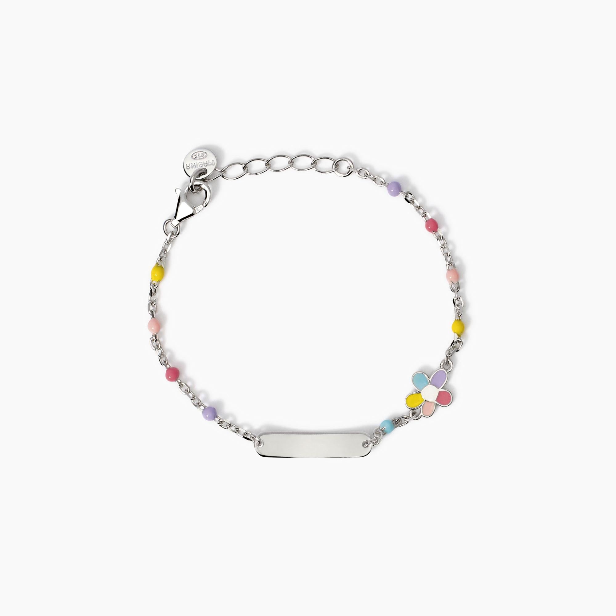 Bracciale Mabina Junior fiorellino con targhetta incidibile