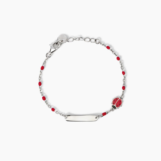 Bracciale Mabina Junior con targhetta incidibile e coccinella