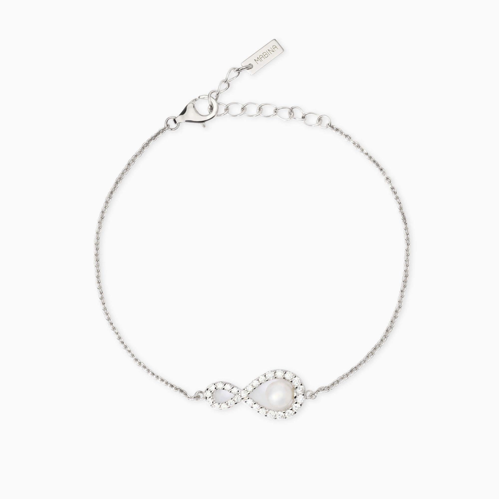 Bracciale Mabina donna  con simbolo infinito e perla coltivata