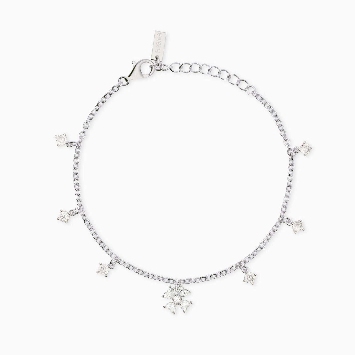 Bracciale Mabina donna con ciondoli in zircone e quadrifoglio