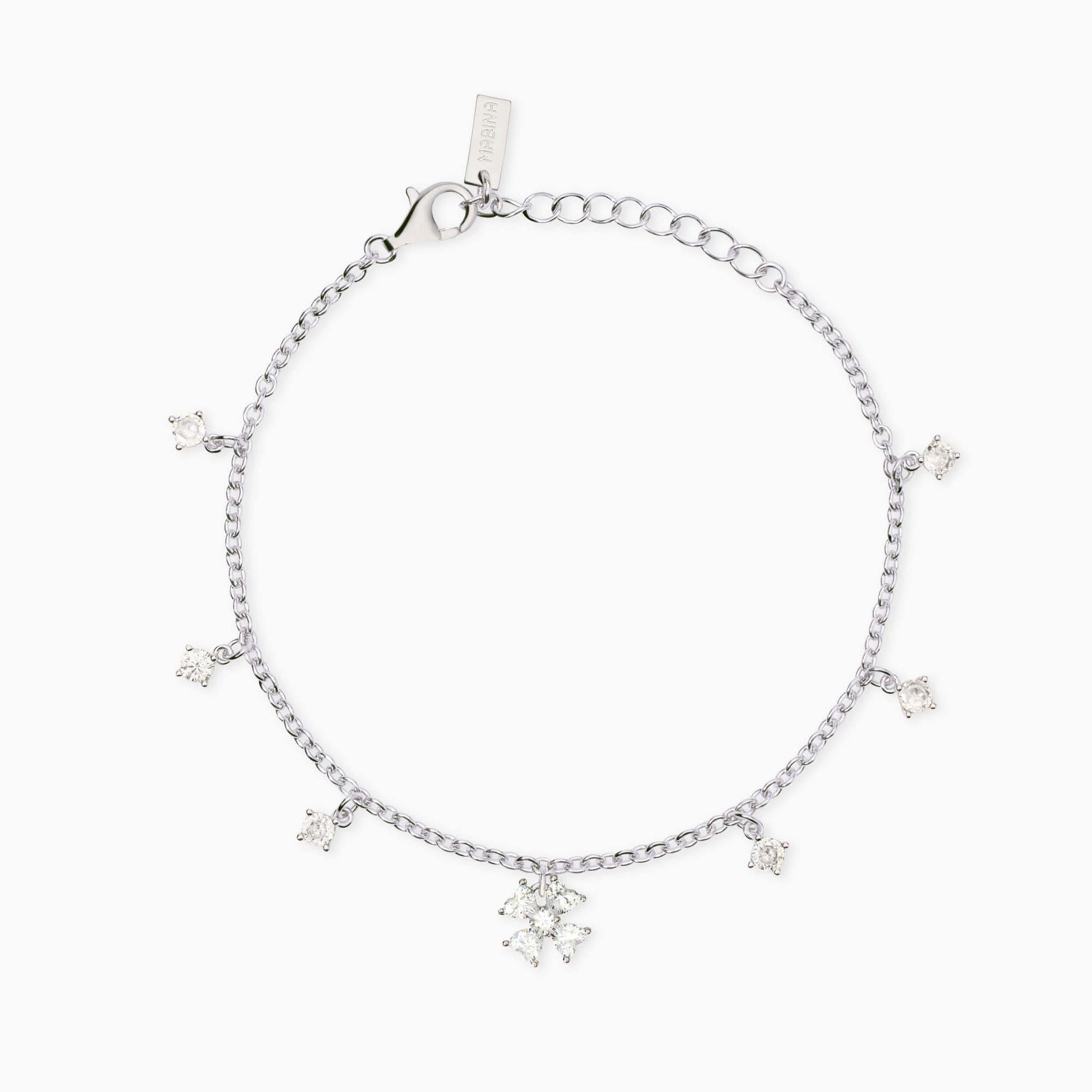 Bracciale Mabina donna con ciondoli in zircone e quadrifoglio