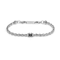 Bracciale Marlù catena sonaglio piatta con elemento centrale in ceramica sfaccettata nera lucida