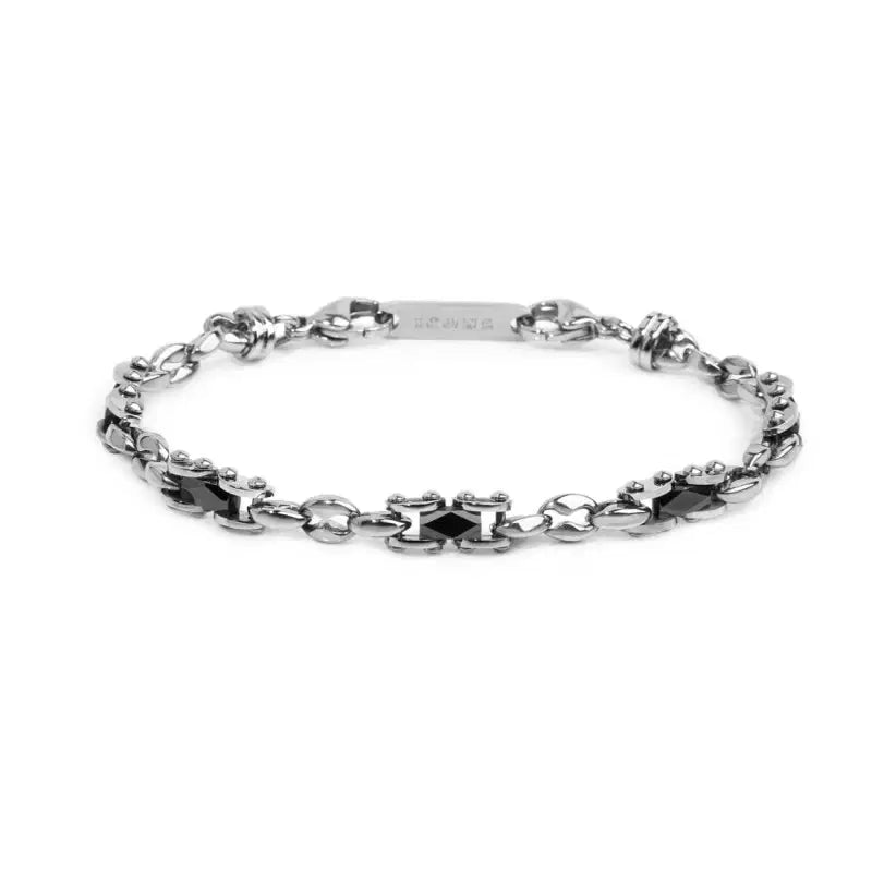 Bracciale Marlù uomo Bracciale con ceramica sfaccettata nera lucida
