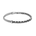 Bracciale Marlù uomo catena fishbone doppia e catena con elementi in ceramica sfaccettata nera lucida