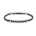 Bracciale Marlù uomo catena sonaglio piatta centrale con elementi in ceramica sfaccettata nera lucida