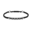 Bracciale Marlù uomo catena sonaglio piatta centrale con elementi in ceramica sfaccettata nera lucida