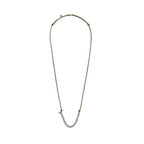Collana Marlù cordino cerato elementi in acciaio e mini spike verde militare