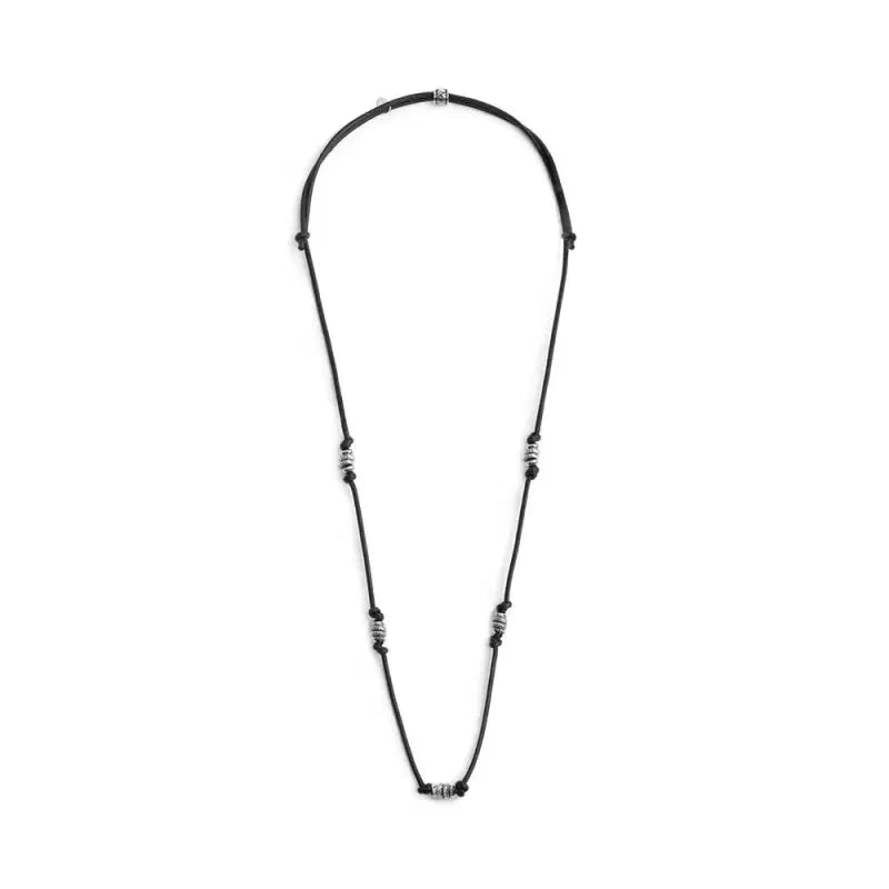 Collana Marlù cordino cerato gruppi di rondelle in acciaio