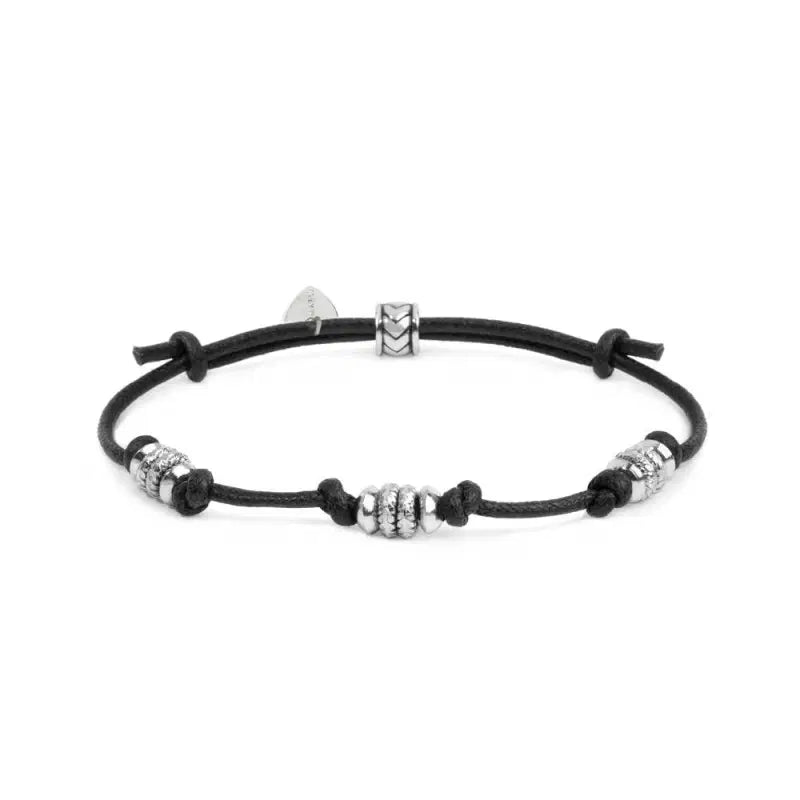 Bracciale Marlù cordino cerato gruppi di rondelle in acciaio