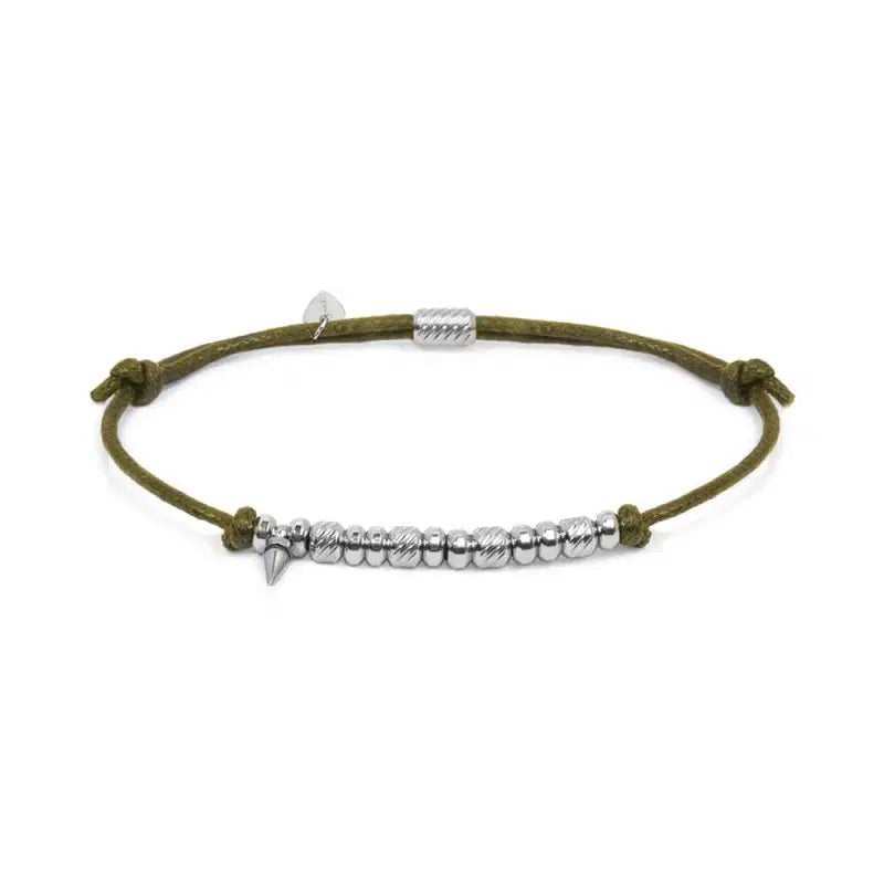 Bracciale Marlù cordino cerato elementi in acciaio e mini spike