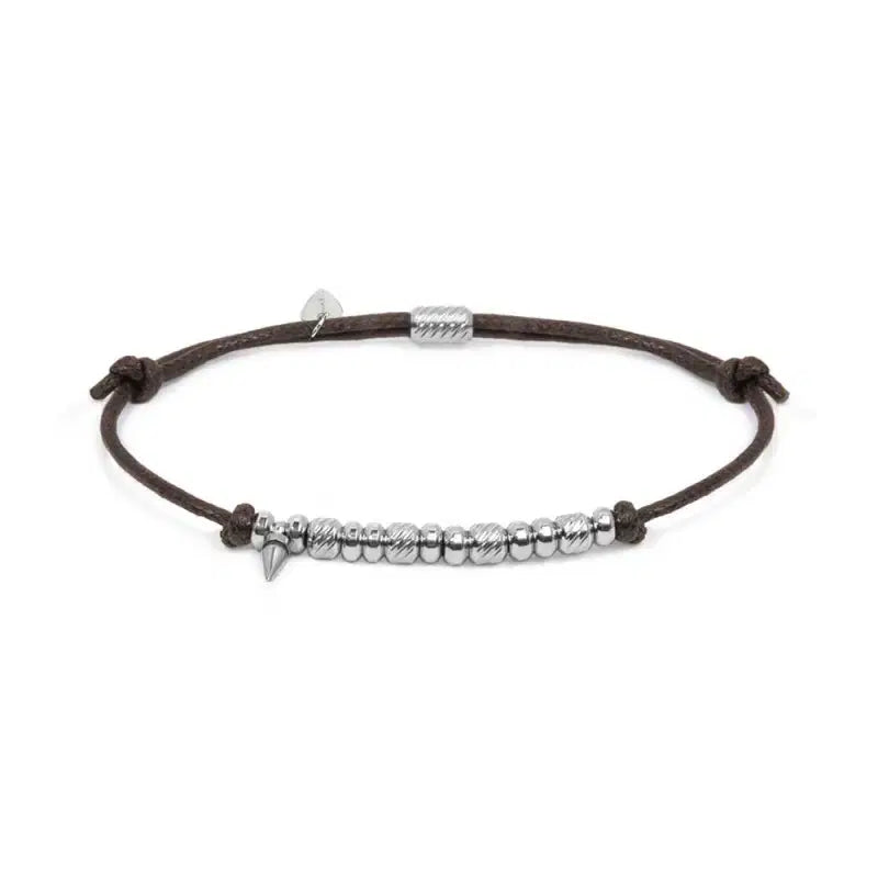 Bracciale Marlù cordino cerato elementi in acciaio e mini spike