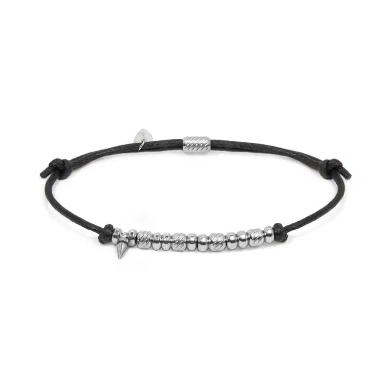 Bracciale Marlù cordino cerato elementi in acciaio e mini spike