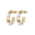 Orecchini Rosato CERCHIETTO con perle gold