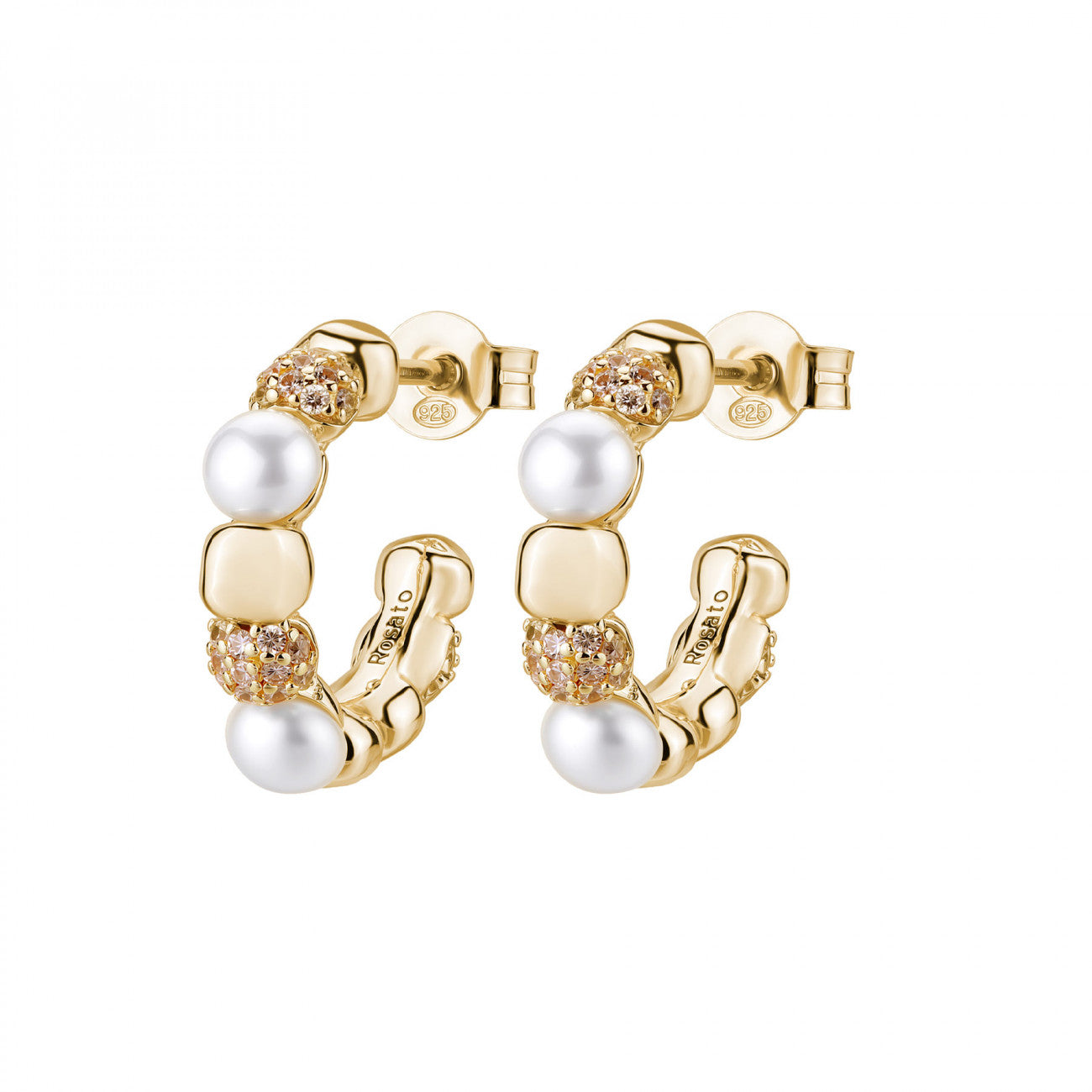 Orecchini Rosato CERCHIETTO con perle gold