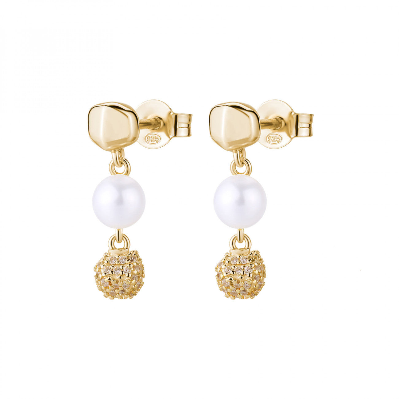 Orecchini Rosato pendente con perla gold