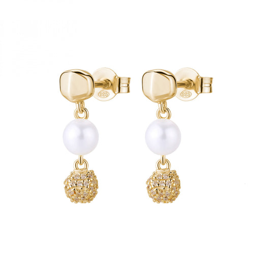 Orecchini Rosato pendente con perla gold