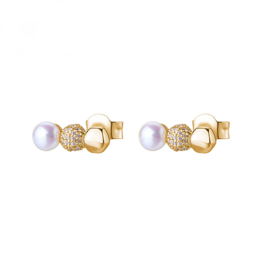 Orecchini Rosato a lobo con perla gold