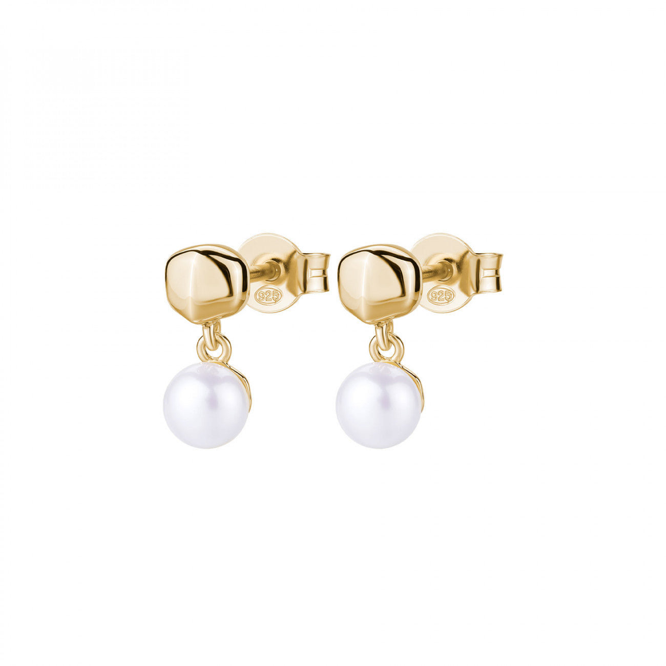 Orecchini Rosato a lobo con perla pendente gold