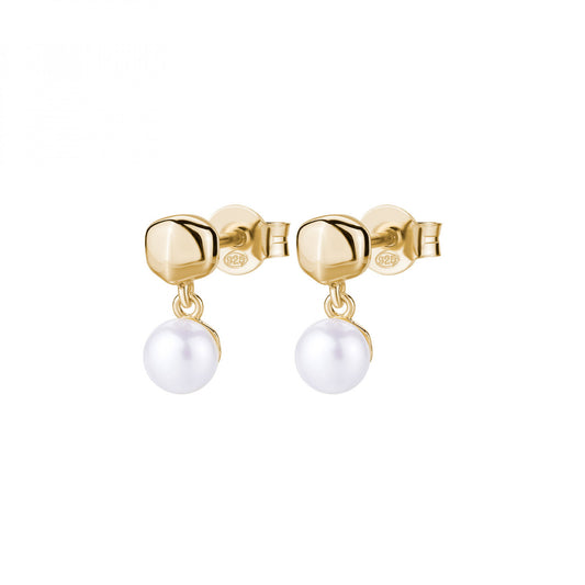 Orecchini Rosato a lobo con perla pendente gold
