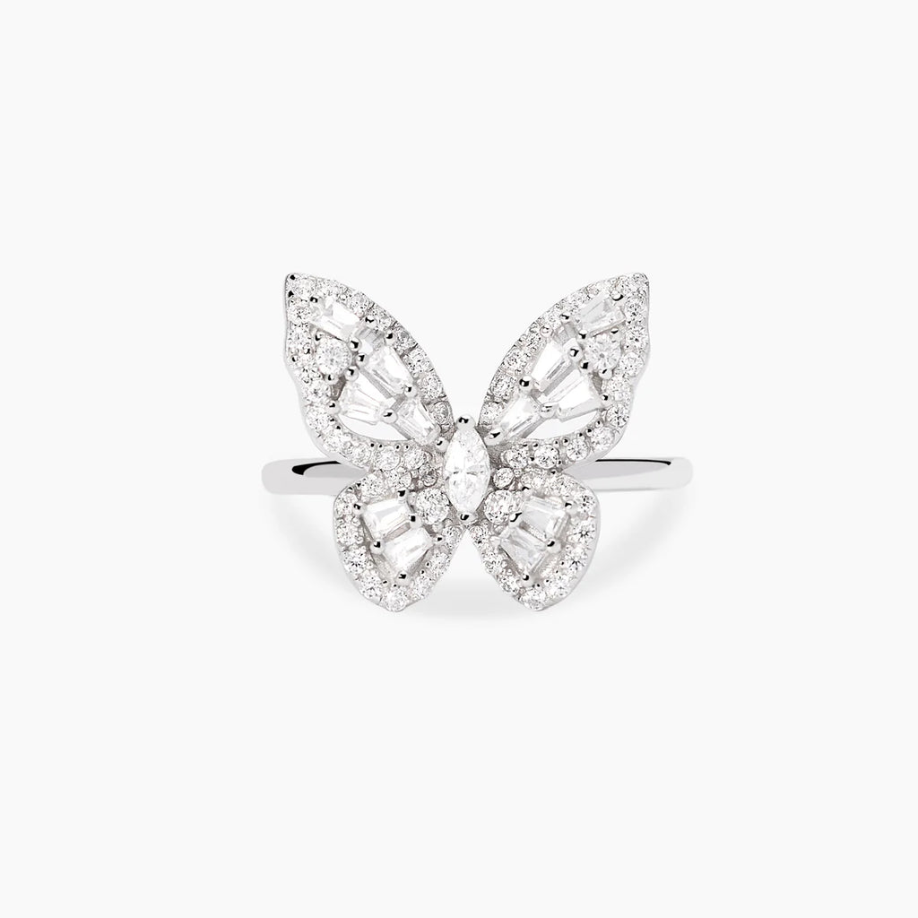 Anello donna Mabina in argento con farfalla in zirconi BATTITO D'ALI