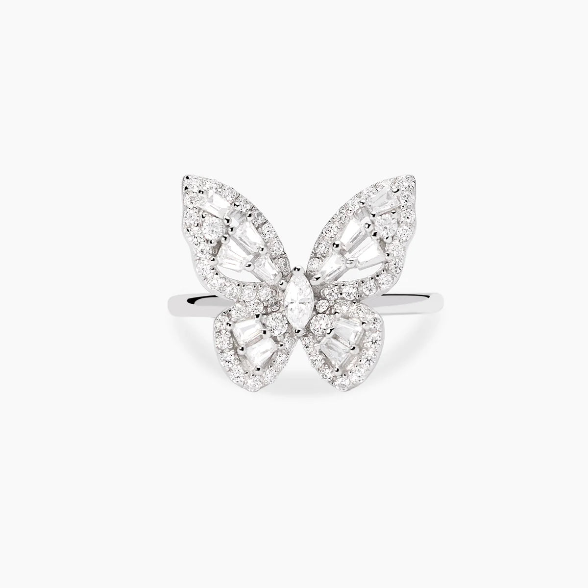 Anello donna Mabina in argento con farfalla in zirconi BATTITO D'ALI