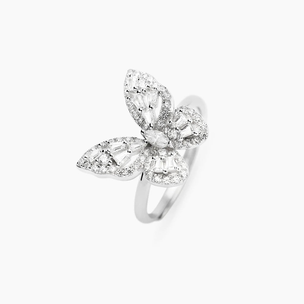 Anello donna Mabina in argento con farfalla in zirconi BATTITO D'ALI