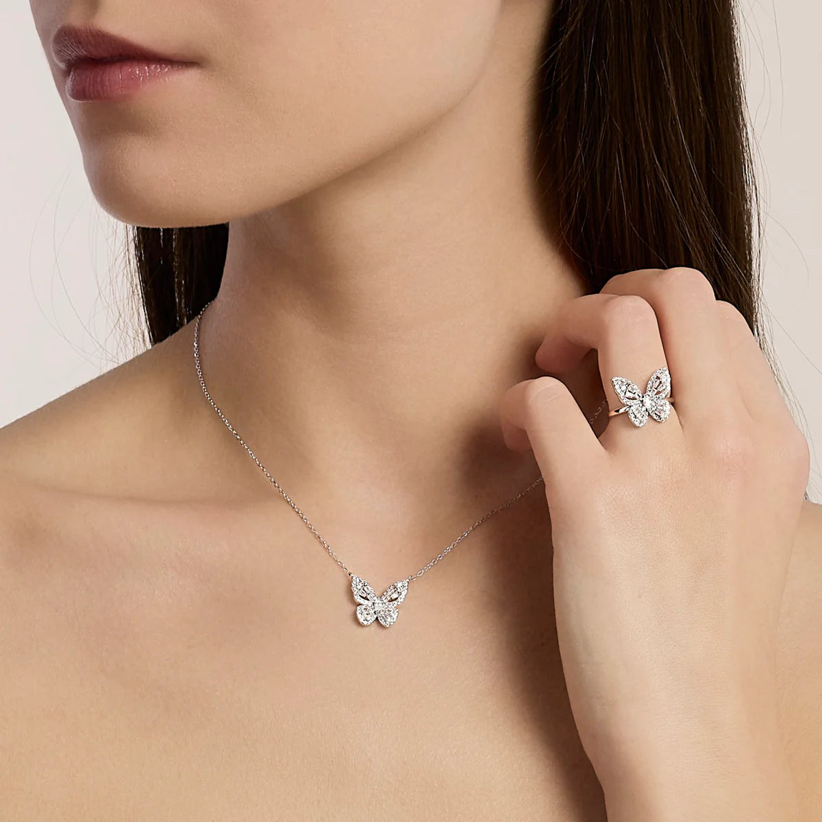 Anello donna Mabina in argento con farfalla in zirconi BATTITO D'ALI