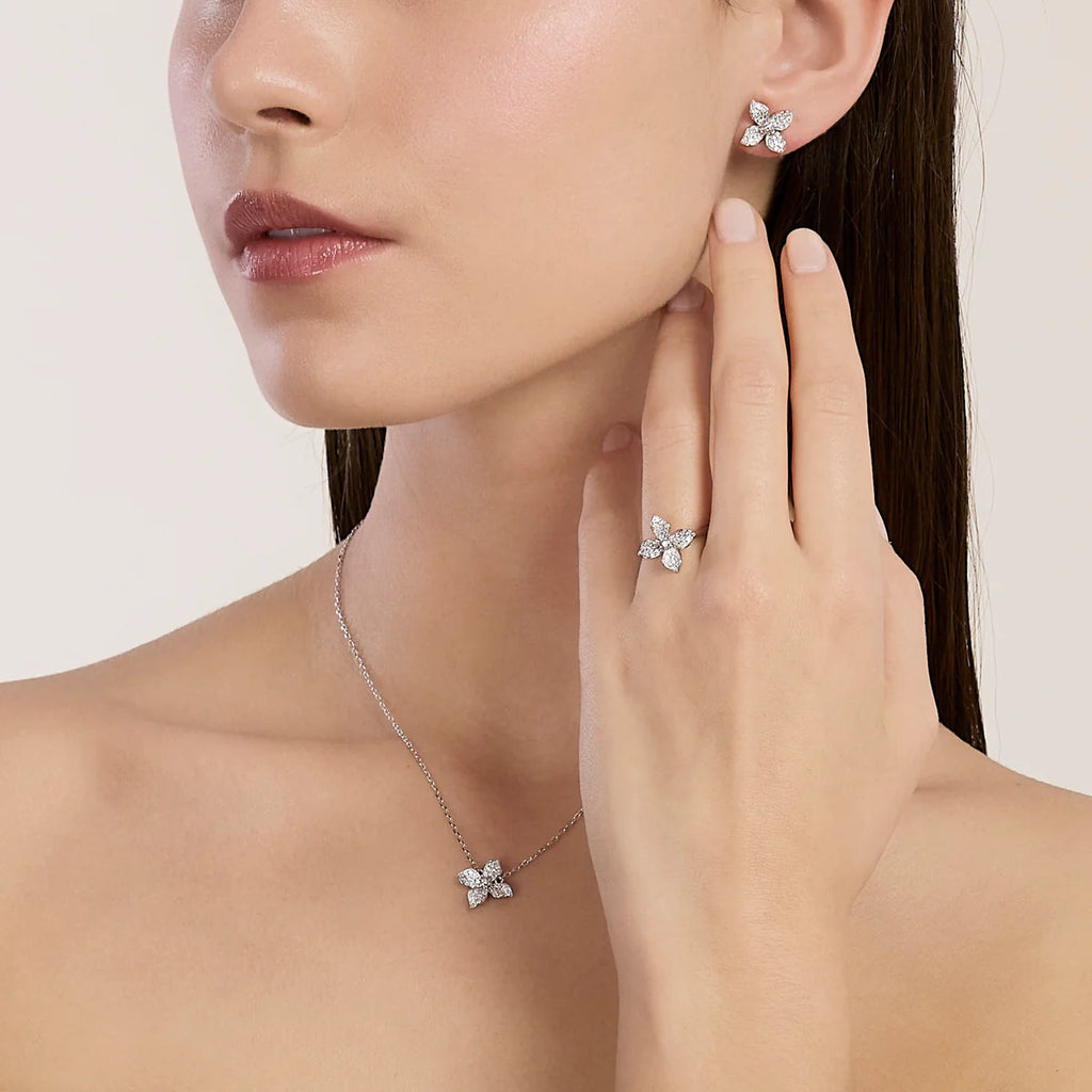 Anello donna Mabina in argento con fiore in zirconi FIORE MIO