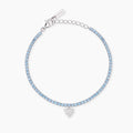Bracciale Mabina donna tennis con acquamarina sintetica e ciondolo cuore LOVELY DAY