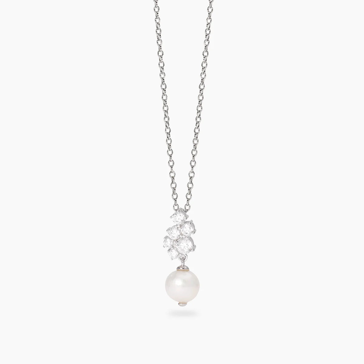 Collana Mabina donna con cascata di zirconi e perla coltivata MERCY
