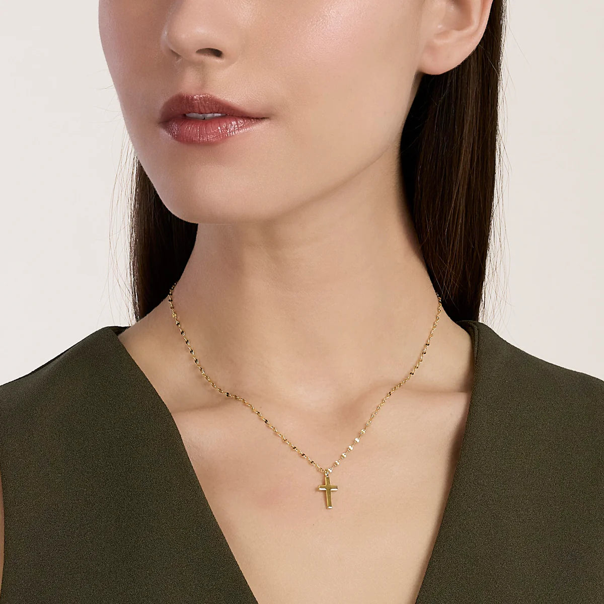 Collana Mabina donna argento placcato oro con croce CREDI IN ME