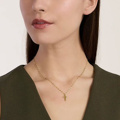 Collana Mabina donna argento placcato oro con croce CREDI IN ME