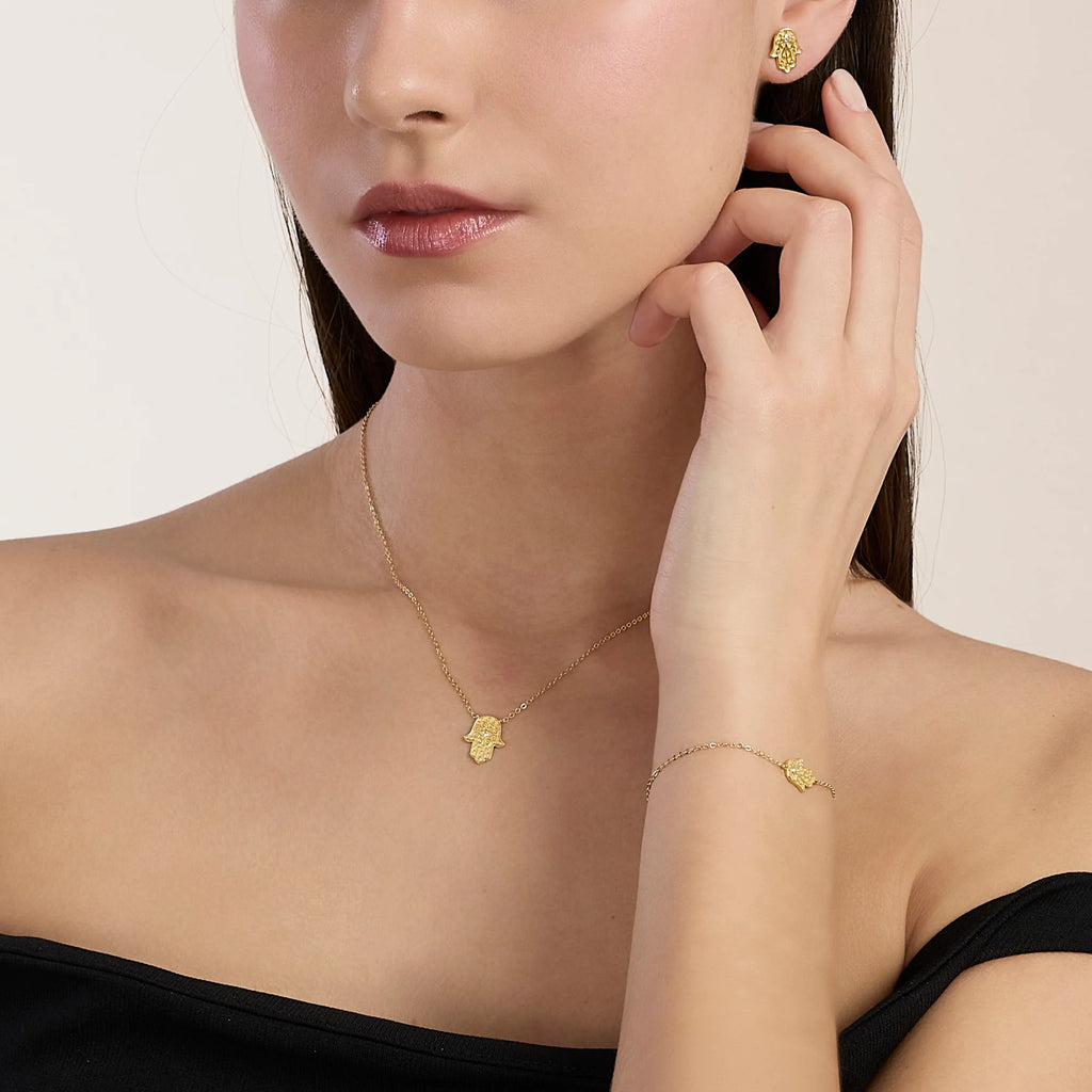 Collana Mabina donna argento dorato con mano di Fatima POSITIVE ENERGY