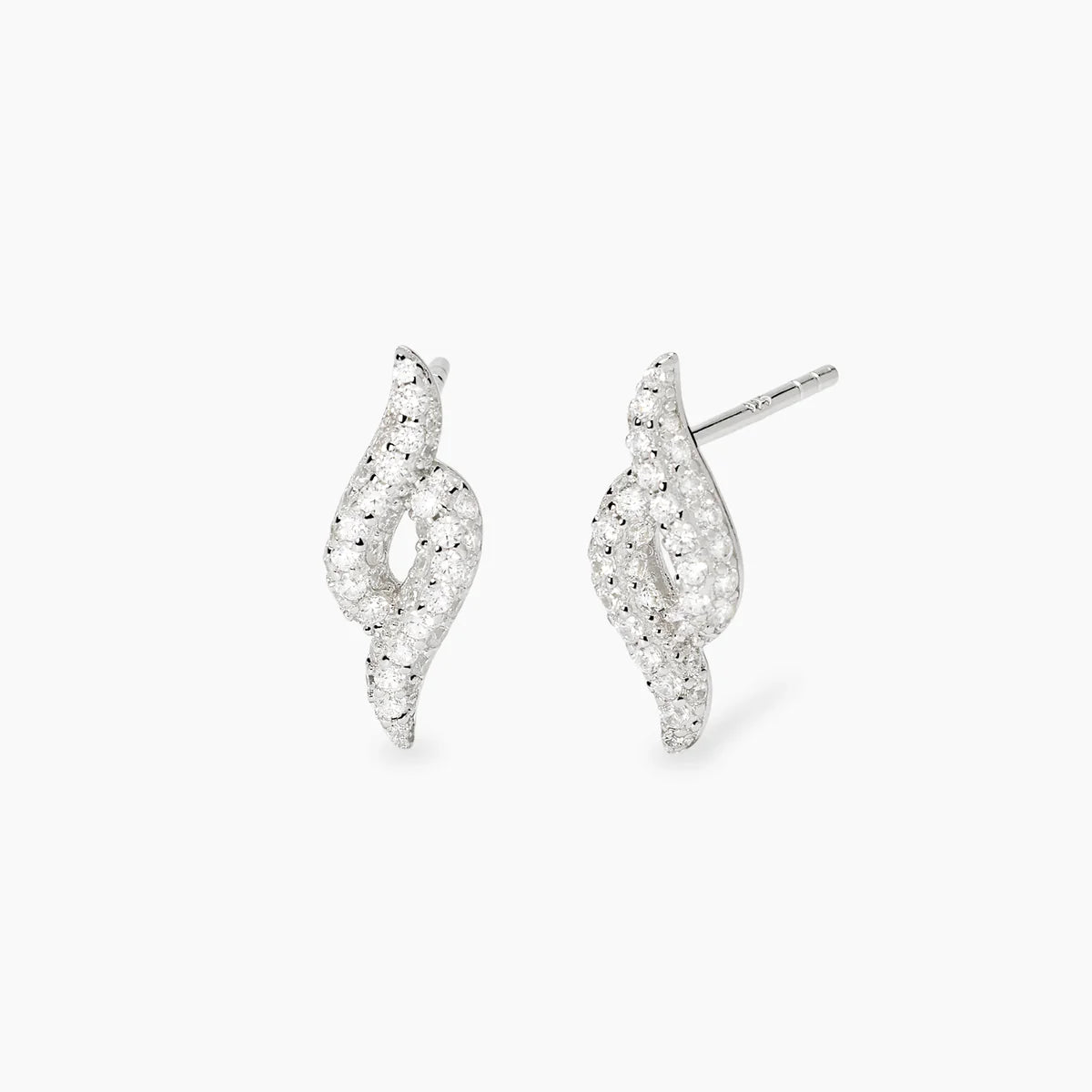 Orecchini Mabina donna a lobo in argento rodiato con pavé di zirconi MELODY