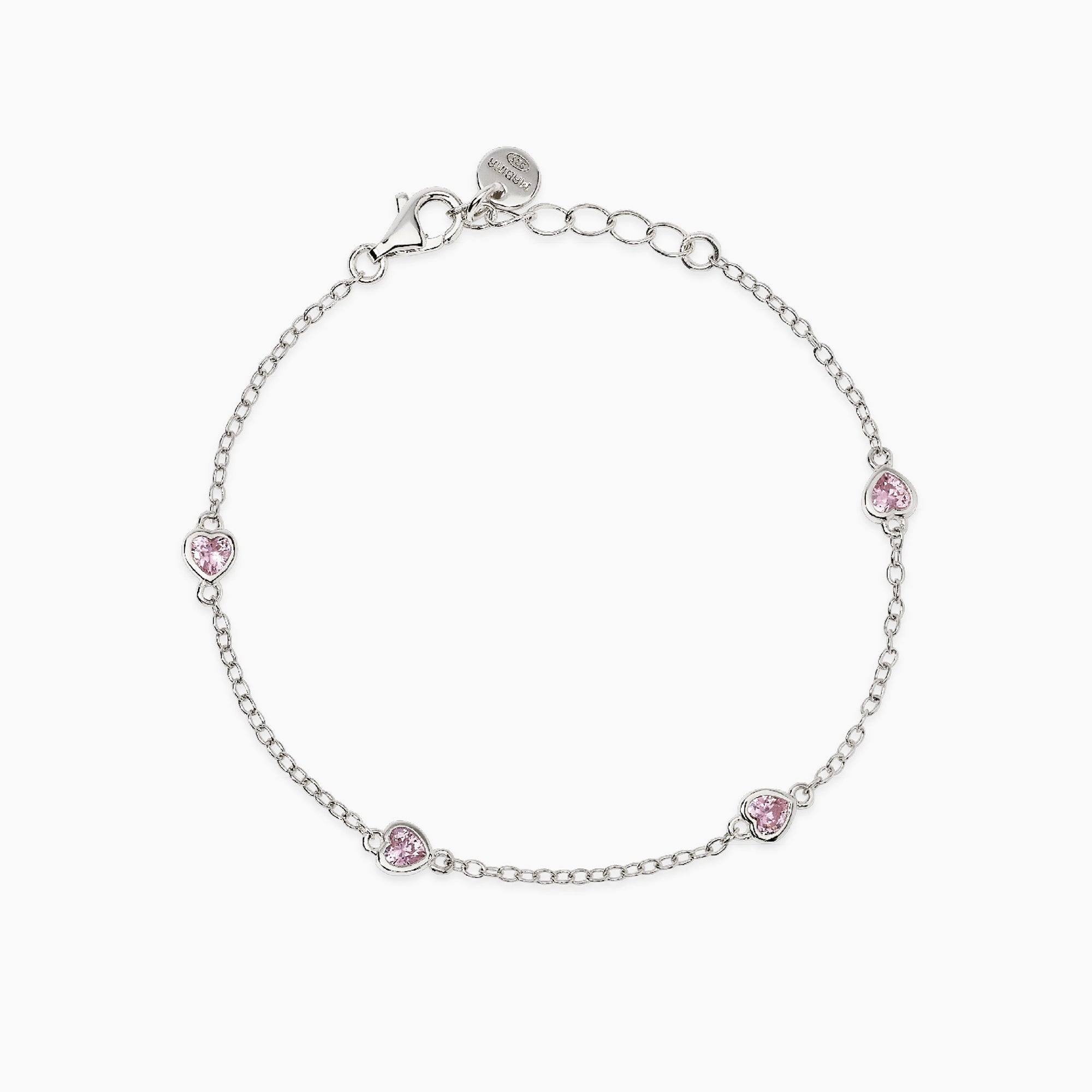 Bracciale Mabina Junior in argento con cuori in zirconi rosa PETIT CŒUR