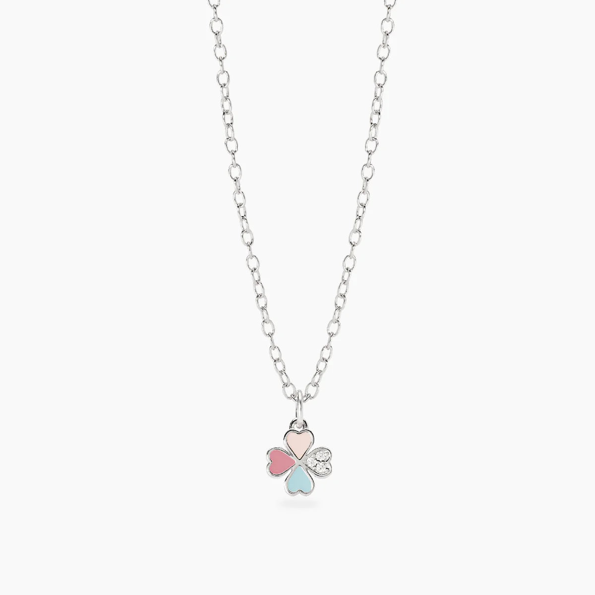 Collana Mabina junior bambina con quadrifoglio smaltato CERCAMI