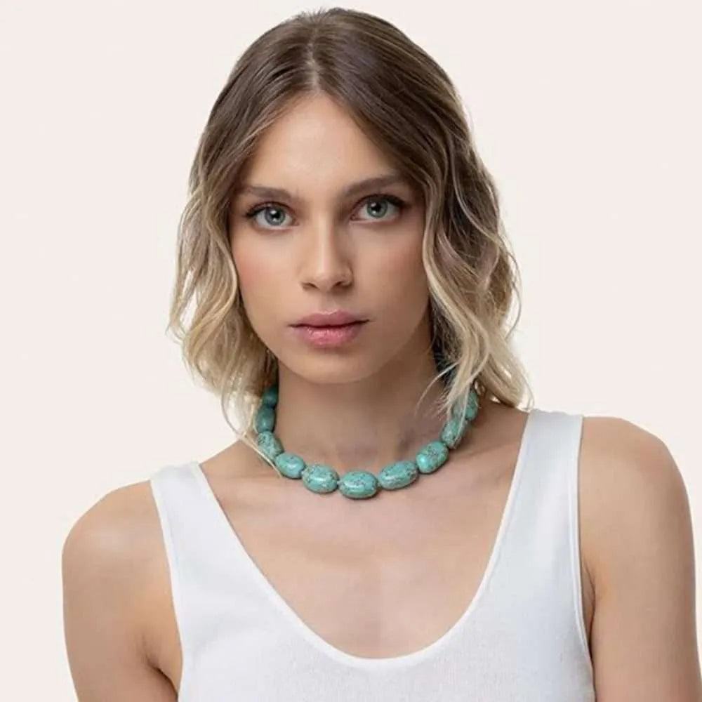 Collana Vestopazzo Coral turchesi ovali