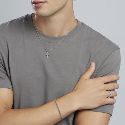 Collana Mabina uomo croce con zircone e placcatura oro